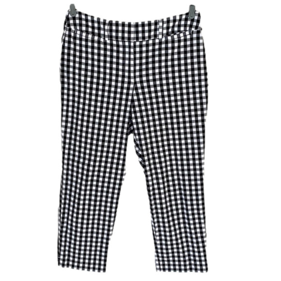 ANN TAYLOR Factory Ankle Crop Pants, Gingham Check, Black/White, Women's… - Picture 2 of 15